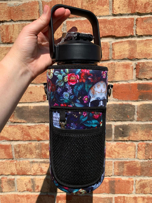 Floral & Skull Water Bottle